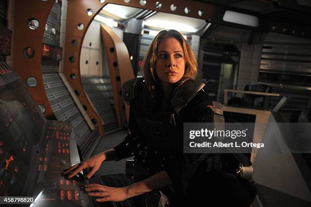 Actress Maitland Ward poses during a pre-production photocall for "Descent Into The Maelstrom" on set at Morphius Studios on November 10, 2014 in...