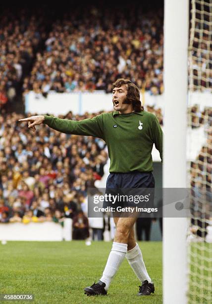 Tottenham Hotspur goalkeeper Pat Jennings in action at White Hart Lane circa 1972 in London, England.