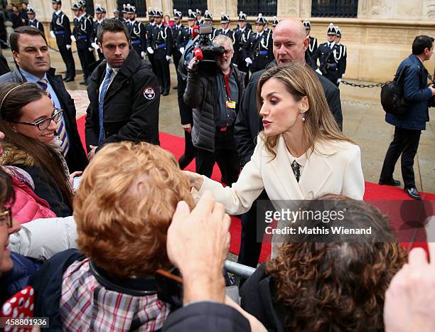 Queen Letizia of Spain during a one day visit to Luxembourg on November 11, 2014 in Luxembourg, Luxembourg.