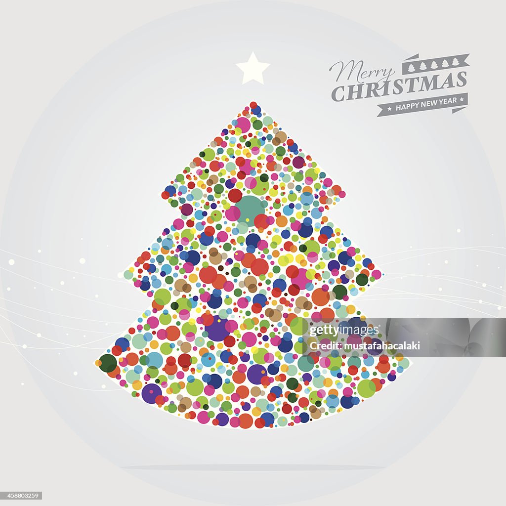 Cartão de Natal com Árvore colorida Pixelado
