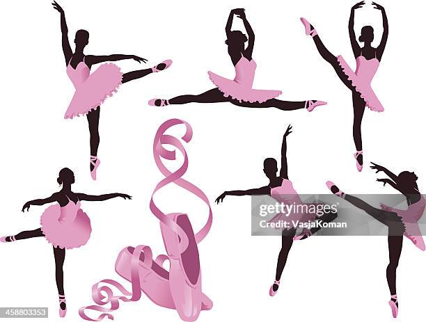 künstlerische ballerinas und ballettschuhen - ballettschuh stock-grafiken, -clipart, -cartoons und -symbole