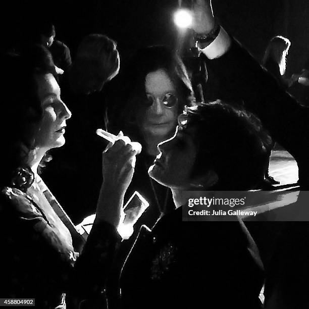 An alternative view of Ozzy Osbourne and Sharon Osbourne during the MTV EMA's at The Hydro on November 9, 2014 in Glasgow, Scotland.