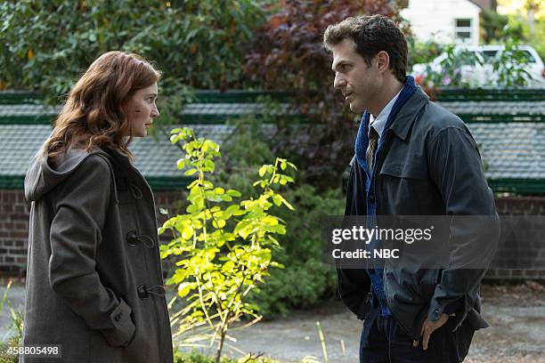 Dyin' on a Prayer" Episode 404 -- Pictured: Brigid Brannagh as Sara, David Julian Hirsh as Ben --