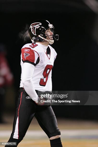 Michael Koenen of the Atlanta Falcons participates in warm-ups before a game against the Chicago Bears on December 18, 2005 at Soldier Field Stadium...