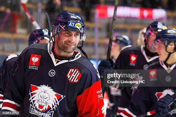 Kent McDonell after the Champions Hockey League round of 16 second leg game between Linkoping HC and Sparta Prague at Saab Arena on November 11, 2014...