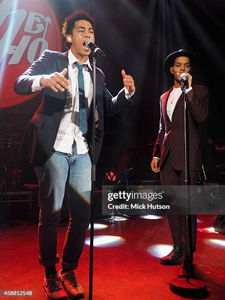 Jordan Stephens and Harley Alexander-Sule of Rizzle Kicks perform on stage as part of an evening of The Who music in aid of Teenage Cancer Trust, at...