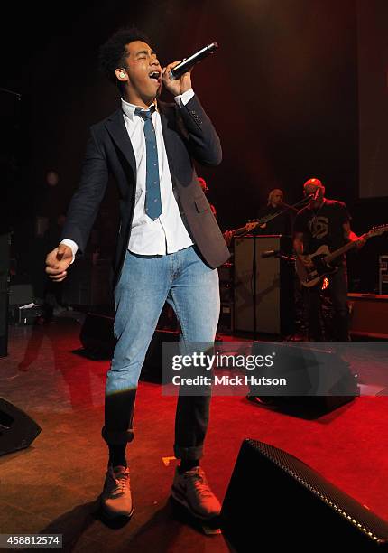 Jordan Stephen of Rizzle Kicks performs on stage as part of an evening of The Who music in aid of Teenage Cancer Trust, at O2 Shepherd's Bush Empire...