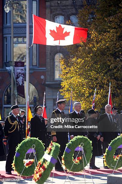 David Johnston Princess Anne, her husband Sir Tim Laurence, Prime Minister Stephen Harper, his wife Laureen, and Julian Fantino watch this morning's...