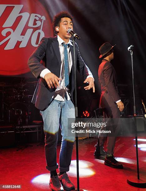 Jordan Stephens and Harley Alexander-Sule of Rizzle Kicks perform on stage as part of an evening of The Who music in aid of Teenage Cancer Trust, at...