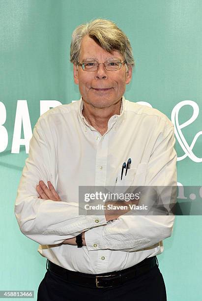 Author Stephen King signs the copies of his book "Revival" at Barnes & Noble Union Square on November 11, 2014 in New York City.