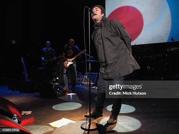 Liam Gallagher performs on stage as part of an evening of The Who music in aid of Teenage Cancer Trust, at O2 Shepherd's Bush Empire on November 11,...