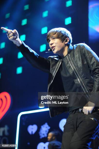 Austin Mahone performs at Hot 99.5's Jingle Ball 2013 at Verizon Center on December 16, 2013 in Washington, DC.