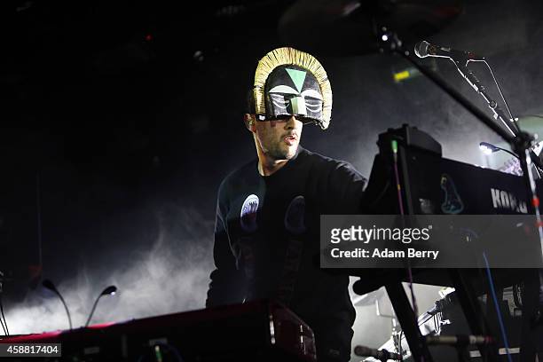 Aaron Jerome of SBTRKT performs during a concert at Astra on November 11, 2014 in Berlin, Germany.