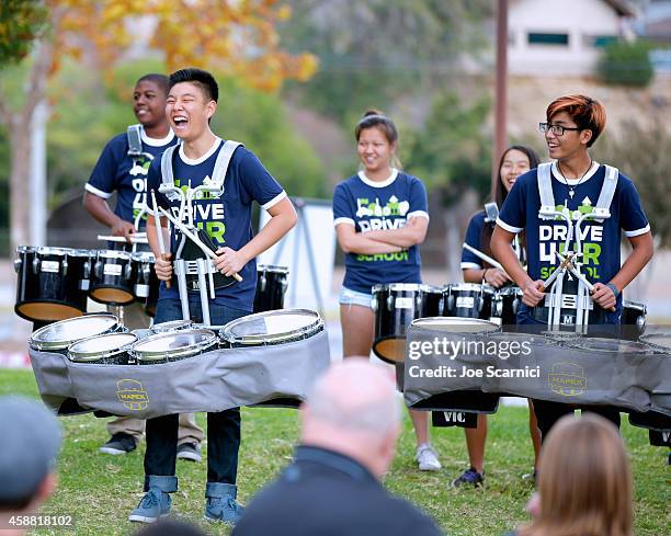 Diamond Bar High School music students perform at the Ford Drive 4UR School Event with Ryan Seacrest, The Recording Academy and GRAMMY Foundation at...