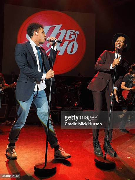 Jordan Stephens and Harley Alexander-Sule of Rizzle Kicks perform on stage as part of an evening of The Who music in aid of Teenage Cancer Trust, at...