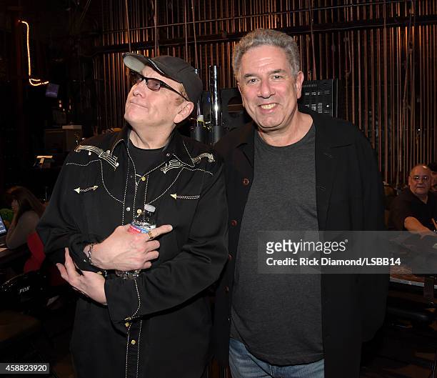 Rick Nielsen of Cheap Trick and Ken Levintan pose backstage at the rehearsals for One More For The Fans! - Celebrating the Songs & Music of Lynyrd...