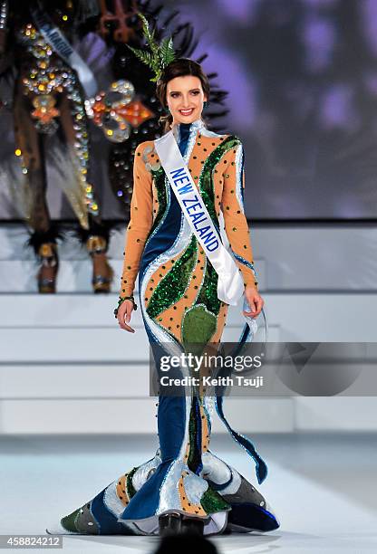 Miss New Zealand Rachel Harradence competes during The 54th Miss International Beauty Pageant 2014 at Grand Prince Hotel New Takanawa on November 11,...
