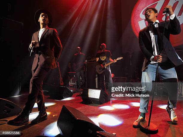 Jordan Stephens and Harley Alexander-Sule of Rizzle Kicks perform on stage as part of an evening of The Who music in aid of Teenage Cancer Trust, at...