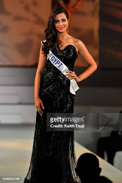 Miss Egypt Perihan Fateen competes during The 54th Miss International Beauty Pageant 2014 at Grand Prince Hotel New Takanawa on November 11, 2014 in...