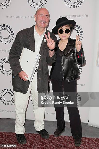 Author, Music Critic and the evening's Moderator Anthony DeCurtis and Yoko Ono attends the Paley Center For Media Presents: An Evening With Yoko Ono...