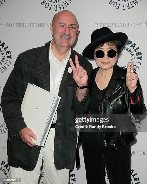 Author, Music Critic and the evening's Moderator Anthony DeCurtis and Yoko Ono attends the Paley Center For Media Presents: An Evening With Yoko Ono...