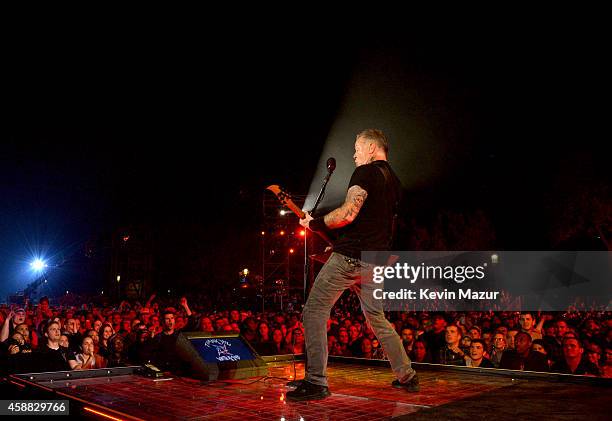 Musician James Hetfield of Metallica performs onstage during "The Concert For Valor" at The National Mall on November 11, 2014 in Washington, DC.