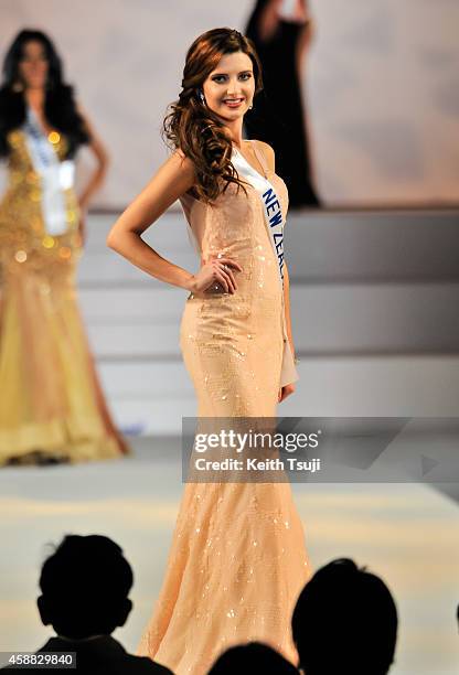Miss New Zealand Rachel Harradence competes during The 54th Miss International Beauty Pageant 2014 at Grand Prince Hotel New Takanawa on November 11,...