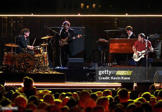 Musicians Patrick Carney and Dan Auerbach of The Black Keys performs onstage during "The Concert For Valor" at The National Mall on November 11, 2014...