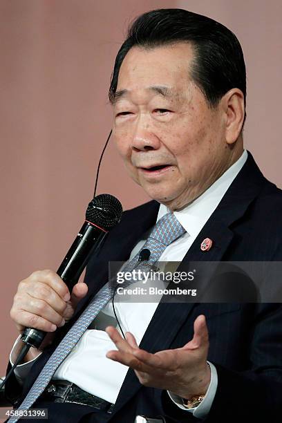 Billionaire Dhanin Chearavanont, chairman and chief executive officer of Charoen Pokphand Group , speaks at the 16th Nikkei Global Management Forum...