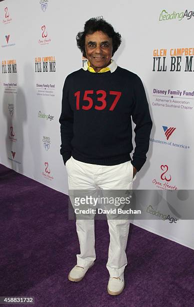 Singer Johnny Mathis attends the Premiere of "Glen Campbell... I'll Be Me" at Pacific Design Center on November 11, 2014 in West Hollywood,...