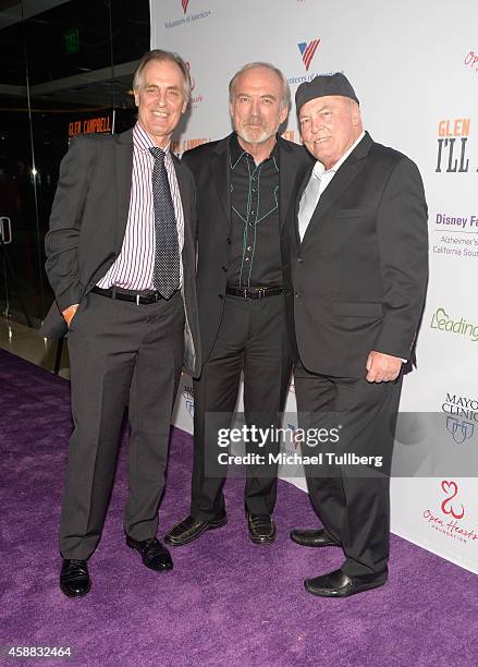 Actor Keith Carradine, director James Keach and actor Stacy Keach attend the premiere of the film "Glen Campbell...I'll Be Me" at Pacific Design...