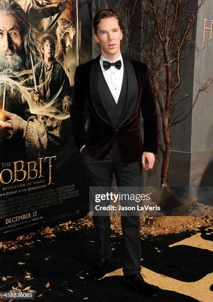 Actor Benedict Cumberbatch attends the premiere of "The Hobbit: The Desolation Of Smaug" at TCL Chinese Theatre on December 2, 2013 in Hollywood,...