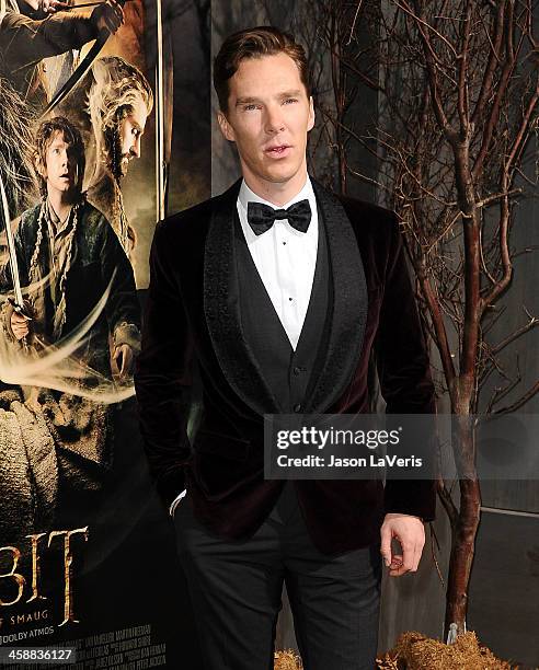 Actor Benedict Cumberbatch attends the premiere of "The Hobbit: The Desolation Of Smaug" at TCL Chinese Theatre on December 2, 2013 in Hollywood,...