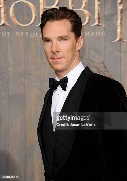 Actor Benedict Cumberbatch attends the premiere of "The Hobbit: The Desolation Of Smaug" at TCL Chinese Theatre on December 2, 2013 in Hollywood,...