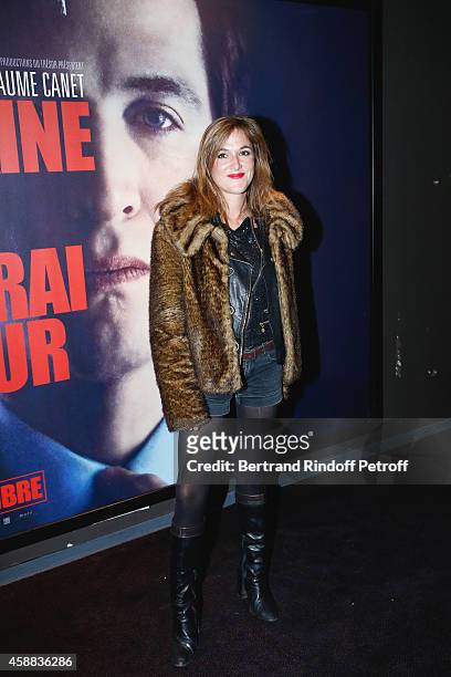 Actress Victoria Bedos attends the 'La prochaine fois, je viserai le coeur' Paris Premiere at UGC Cine Cite Bercy on November 11, 2014 in Paris,...