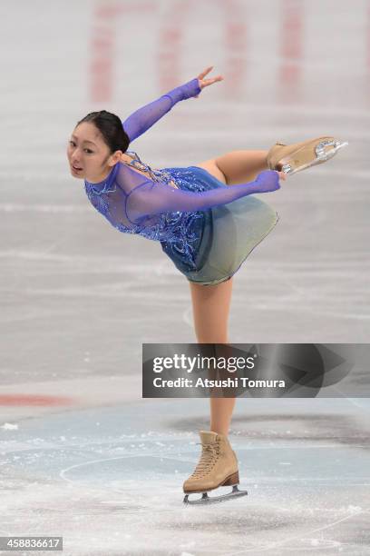 Miki Ando of Japan performs in the Ladie's short program during All Japan Figure Skating Championships at Saitama Super Arena on December 22, 2013 in...