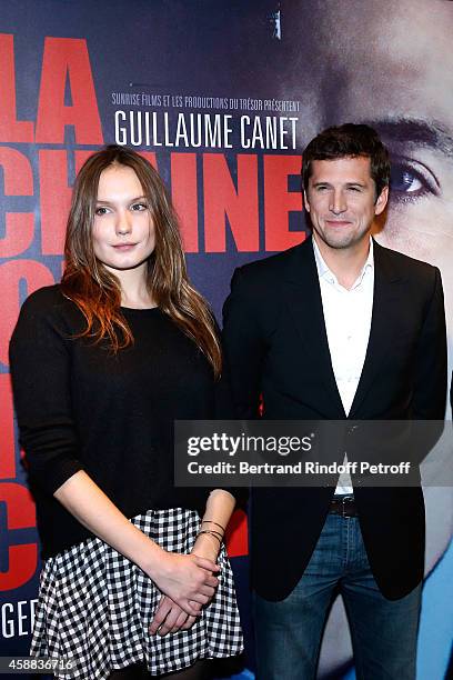 Actors of the movie Guillaume Canet and Ana Girardot attend the 'La prochaine fois, je viserai le coeur' Paris Premiere at UGC Cine Cite Bercy on...