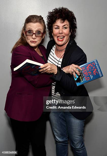 Actresses Carrie Fisher and Ruby Wax attend the Live Talks Los Angeles Ruby Wax In Conversation With Carrie Fisher event at the Aero Theatre on...