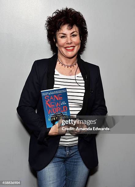 Actress Ruby Wax attends the Live Talks Los Angeles Ruby Wax In Conversation With Carrie Fisher event at the Aero Theatre on November 11, 2014 in...