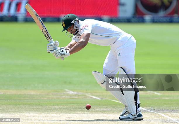 Alviro Petersen of South Afric a plays to square-leg during day 5 of the 1st Test match between South Africa and India at Bidvest Wanderers Stadium...