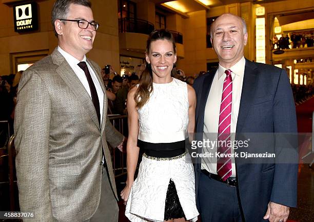 Producer Eric d'Arbeloff, actress Hilary Swank and producer Howard Cohen attend the screening of "The Homesman" during AFI FEST 2014 presented by...