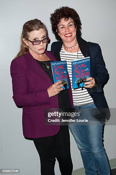Actresses Carrie Fisher and Ruby Wax attend Live Talks Los Angeles presents Ruby Wax In Conversation with Carrie Fisher at the Aero Theatre on...