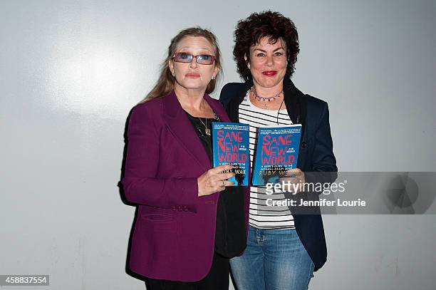 Actresses Carrie Fisher and Ruby Wax attend Live Talks Los Angeles presents Ruby Wax In Conversation with Carrie Fisher at the Aero Theatre on...