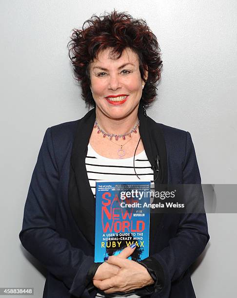 Actress Ruby Wax attends Live Talks Los Angeles presents Ruby Wax in Conversation with Carrie Fisher at Aero Theatre on November 11, 2014 in Santa...