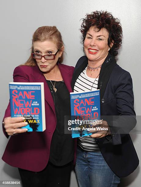 Actresses Carrie Fisher and Ruby Wax attend Live Talks Los Angeles presents Ruby Wax in Conversation with Carrie Fisher at Aero Theatre on November...