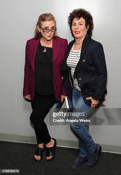 Actresses Carrie Fisher and Ruby Wax attend Live Talks Los Angeles presents Ruby Wax in Conversation with Carrie Fisher at Aero Theatre on November...