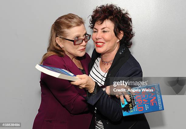 Actresses Carrie Fisher and Ruby Wax attend Live Talks Los Angeles presents Ruby Wax in Conversation with Carrie Fisher at Aero Theatre on November...