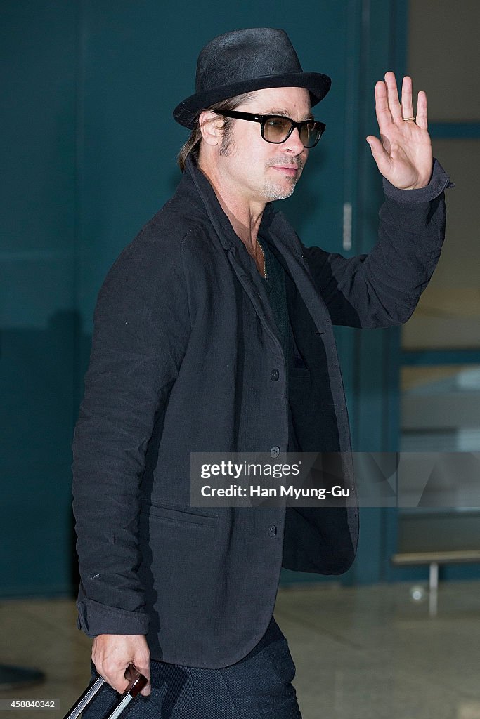 Brad Pitt Arrives In Incheon Airport