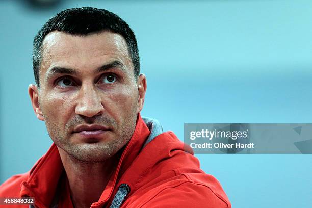 Wladimir Klitschko attends media workout at Volkswagen Hall on November 12, 2014 in Hamburg, Germany.