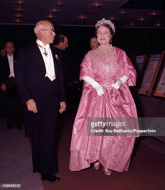 Queen Elizabeth, The Queen Mother, at the Victoria League Gala concert at the Royal Festival Hall in London on 25th October 1960.
